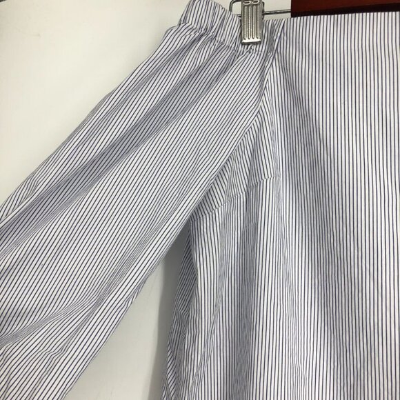 Aritzia Babaton Malik off the shoulder blouse, blue &  white stripes 100% cotton - Picture 5 of 16